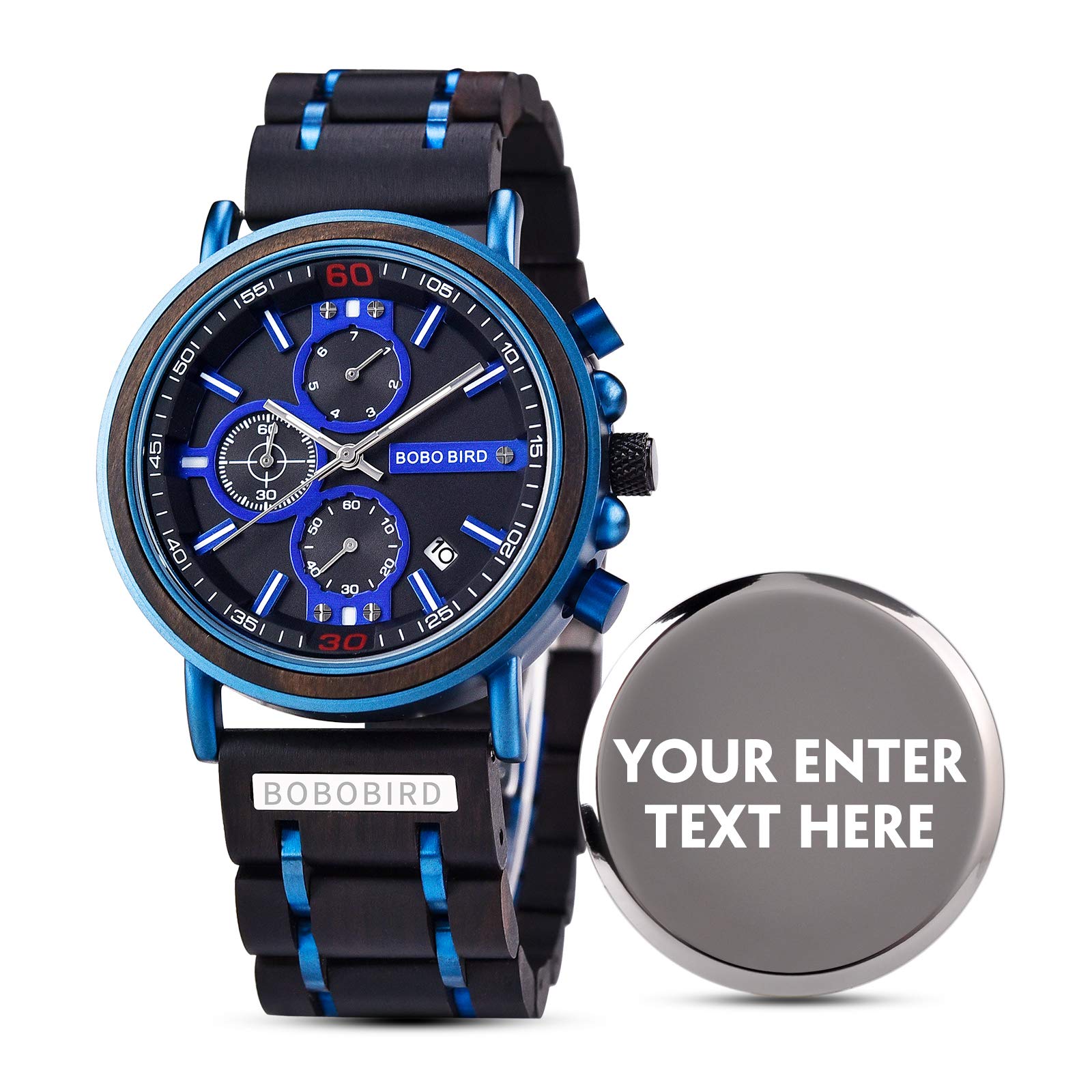 2win Multifunction Engraved Wooden Watch