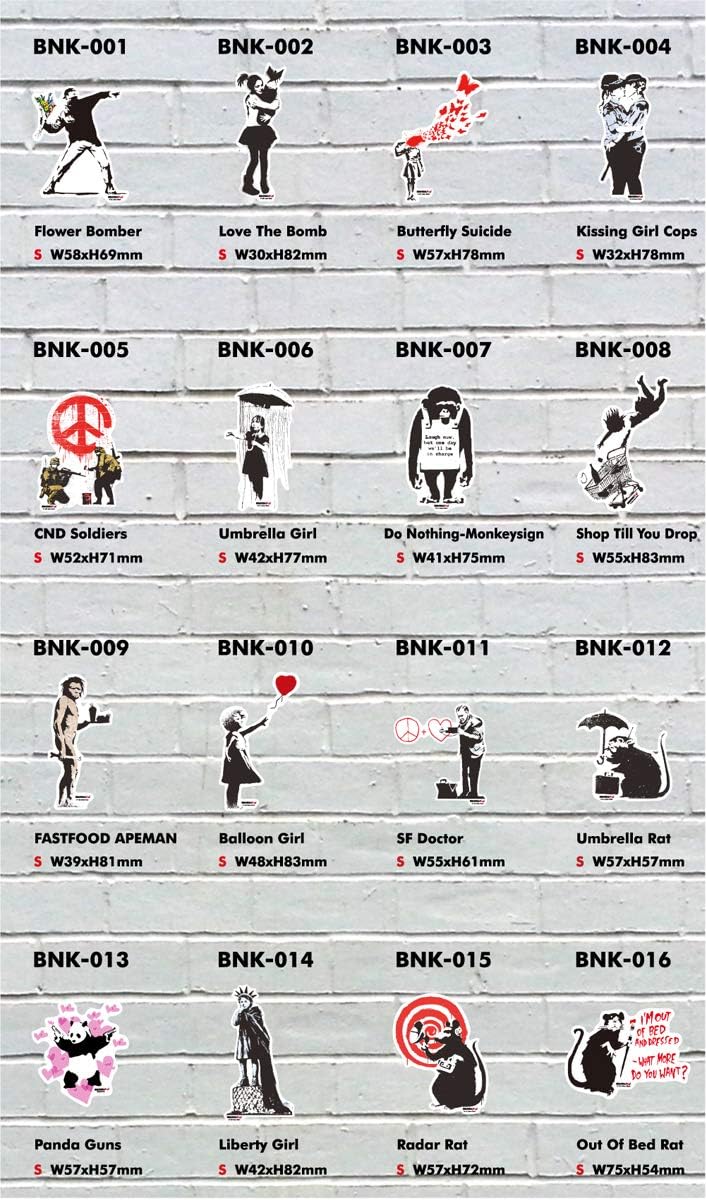 話題 有名 16デザイン 透明ステッカー Sサイズ ブランダライズド アート グッズ (010)