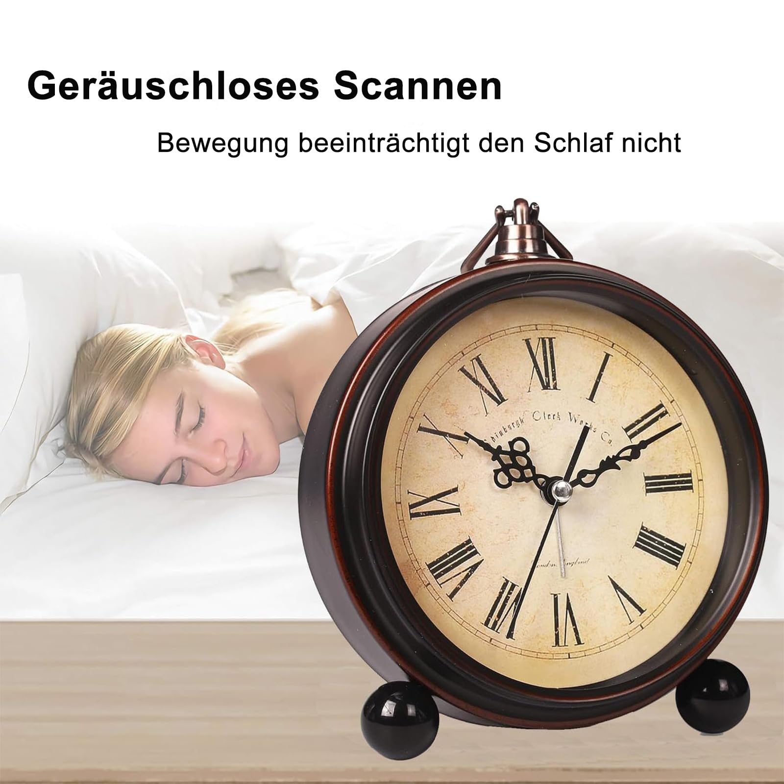 Ankilo Sveglia Analogica, Sveglia Silenziosa Senza Ticchettio, Sveglie da Comodino con Allarme Forte, Snooze, Sveglia Portatile per Camera da Letto