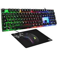 Combo Da Gioco 3 In 1 - Tastiera Da Gioco Retroilluminata E Mouse Da Gioco + Tappetino Per Mouse
