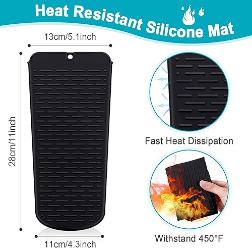 Vista 32 de Shappy Funda de viaje para rizador, 2 piezas, resistente al calor, funda de neopreno para alisador y herramientas calientes de silicona, bolsa plana