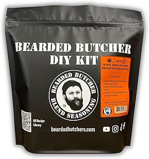 Bearded Butchers Maple Apple Cinnamon Breakfast Links DIY Kit – Sweet, Maple Apple Cinnamon Breakfast Sausage – Includes Maple Sugar Seasoning, Dried Apples & 21mm Collagen Casings – For Up to 25 lbs of Meat – Just Add Pork, Beef, or Venison