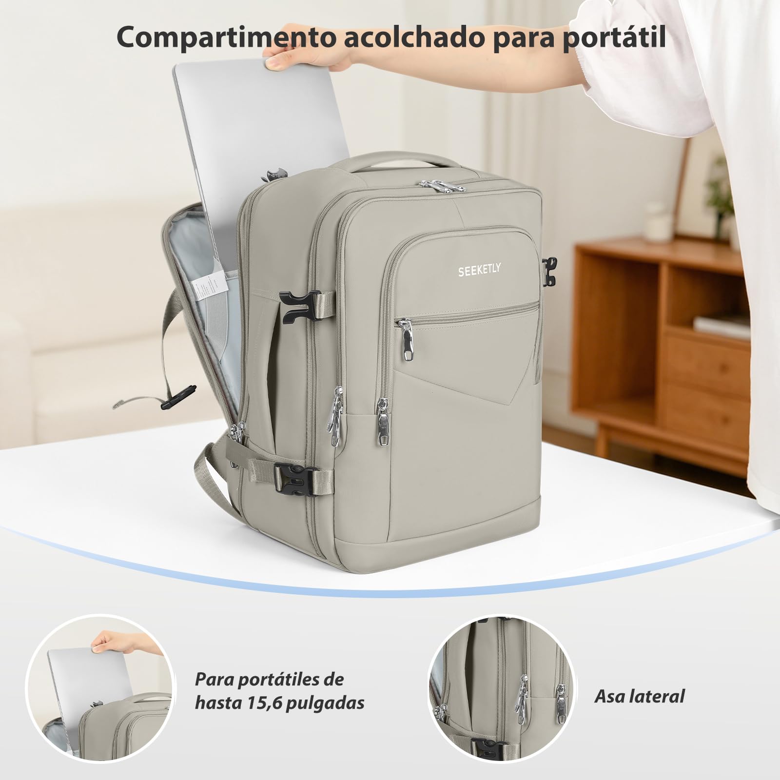 Mochila 40x30x20 Expandible 40x30x25 para Ryanair,Vueling, Wizz Air, Mochila Viaje Cabina Avión Mujer y Hombre, Equipaje de Mano con Compartimento Portátil 15.6", Mochila Antirrobo