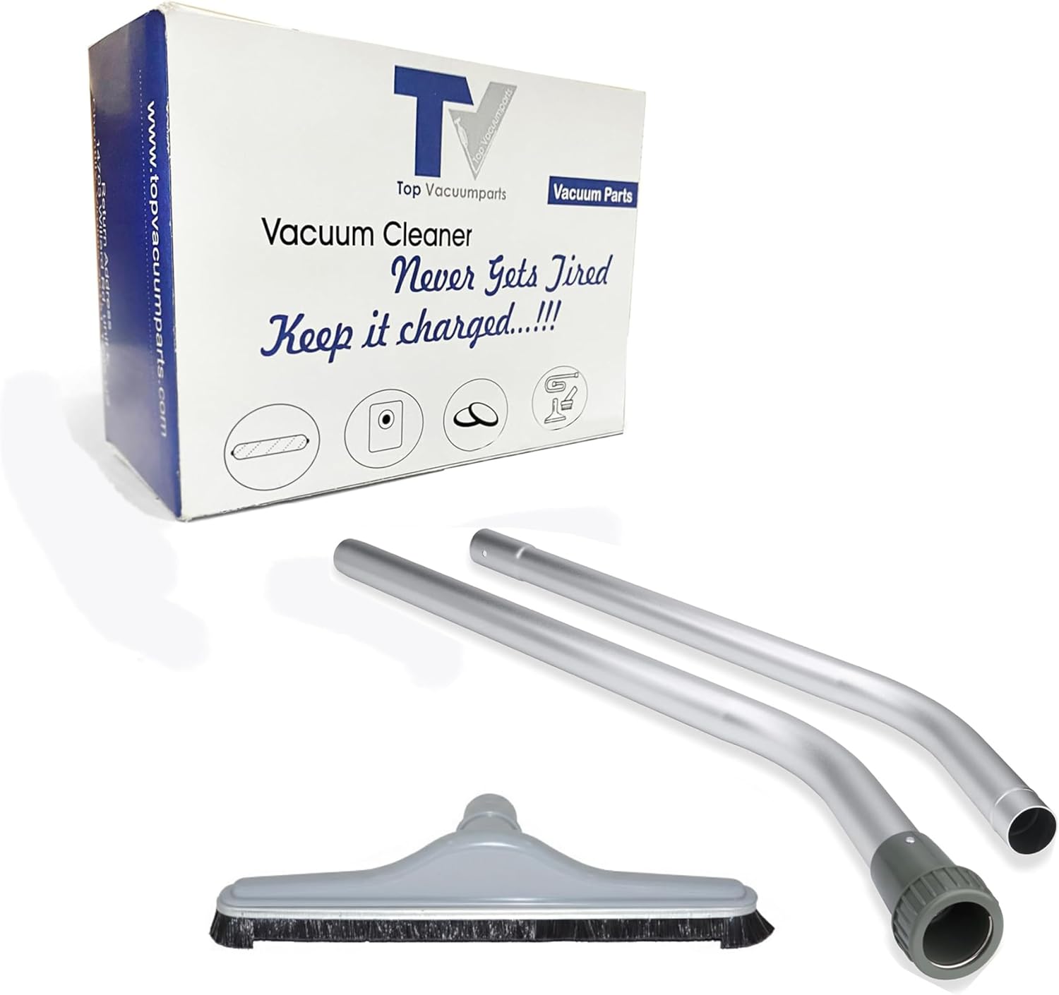 Replacement for Cen-Tec Systems 14” Natural Fill Floor Brush for Commercial Backpacks and Canister Vacuums with 2-Piece S-Wand, Gray