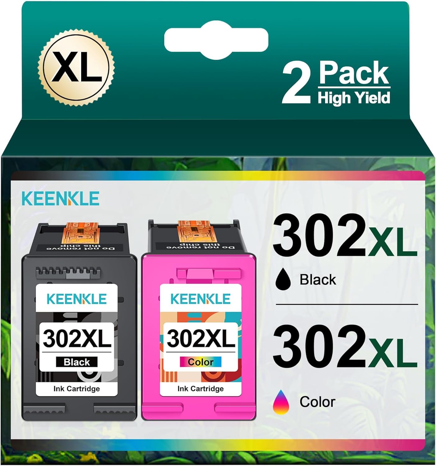 KEENKLE 302XL Cartucce Sostituzione per HP 302 XL Nero e Colore per Envy 4520 4521 4522 per HP Officejet 3830 3834 4650 4651 per DeskJet 1110 2130 2134 3630 3830 3833 (Nero Tri-Colore, 2-Pack)