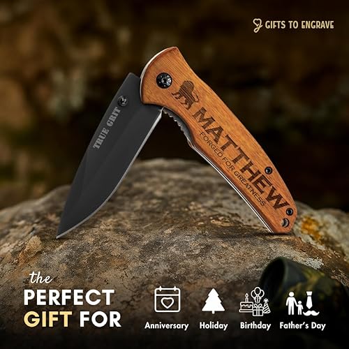 Miniatura 8 de Cuchillo de bolsillo personalizado para hombres, cuchillo de caza para él, regalo de Navidad personalizado para papá, novio, regalo de mejor hombre