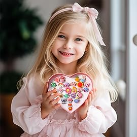 PinkSheep Little Girl Jewel Rings for Christmas, Adjustable, No Duplication, Girl Pretend Play and Dress Up Rings Christmas Gift
