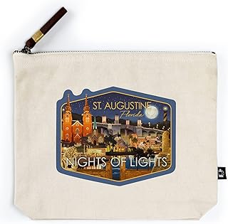 Lantern Press St. Augustine, Florida, Night Scene, Contour (100% Cotton Canvas Travel Accessory Go Bag)