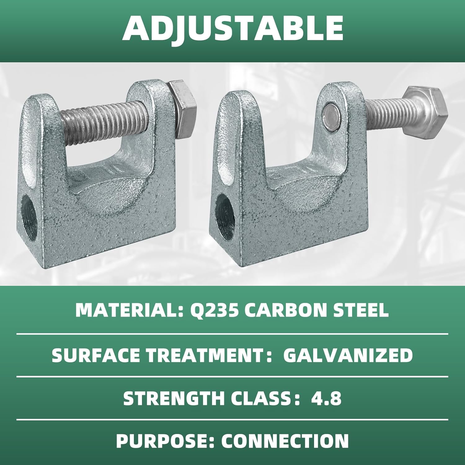 8Pcs Beam Clamp, 1" Jaw Opening Adjustable C Beam Clamps, Zinc Plated Iron Joist Jaw Clamp Tool, 1/2" Diameter Threaded Rod