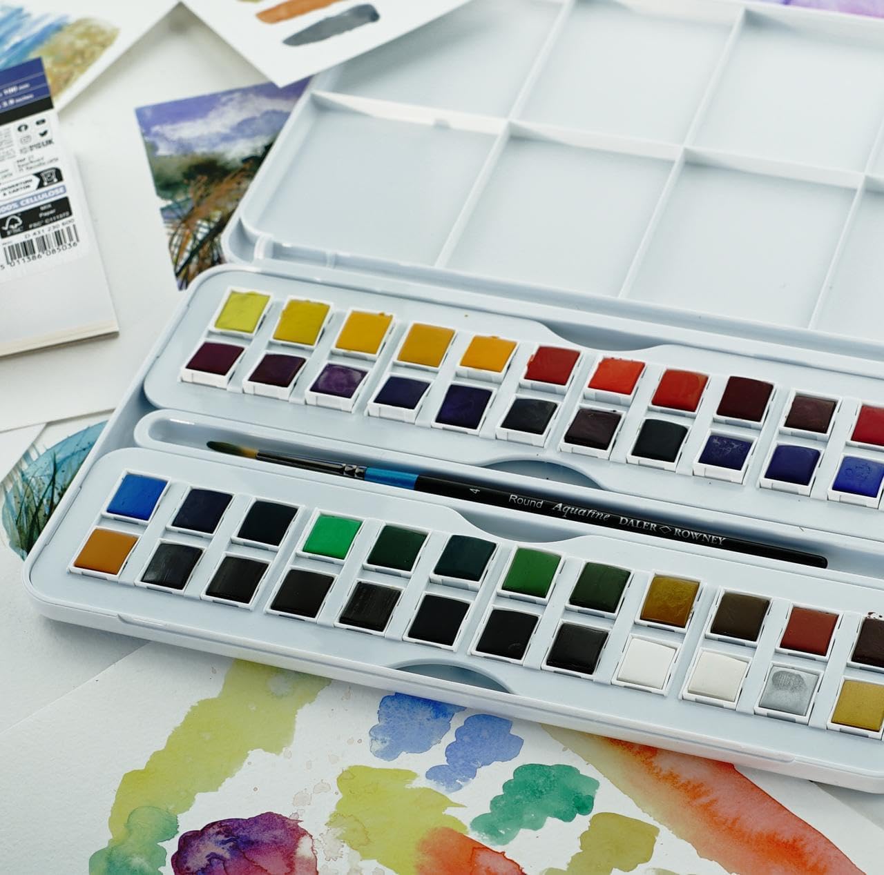 Daler Rowney Daler-Rowney Aquafine 48-pc Watercolor Studio Set - Watercolor Paint Set for Watercolor Paper and More - Watercolor Set for Artists and Students - Water Color Paint for All Skill Levels