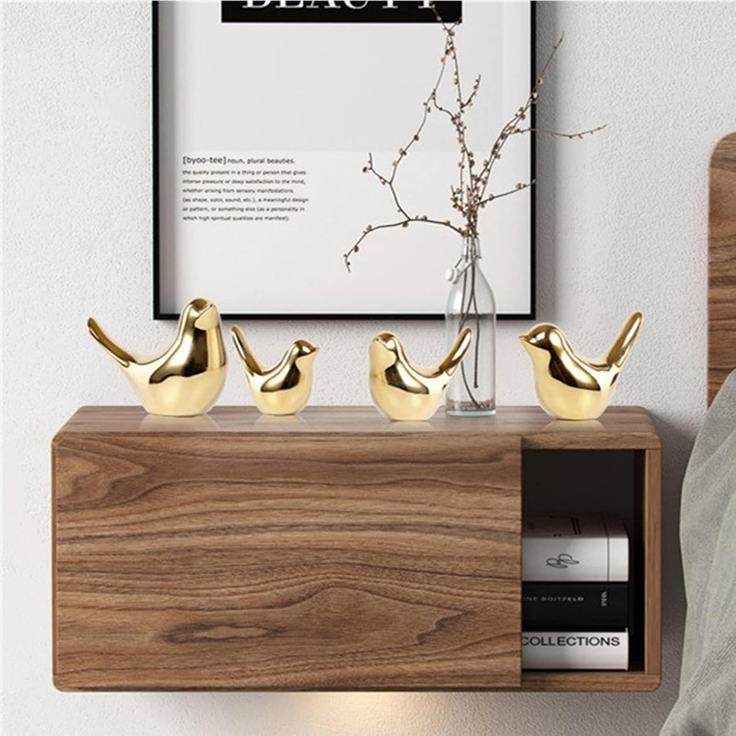 ZOOFOX Set of 4 Gold Bird Decor Figurine, Ceramic Small Animal Statues, Home Shelf Decor Furniture Desktop Display for Living Room, Bedroom, Cabinets and Office Desktop (Assorted Sizes) - Image 7