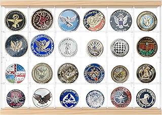 Acrylic Challenge Coin Holder with 16/24 Compartments Coin Display Case for 60mm Clear Display Box Versatile Pin Display C...