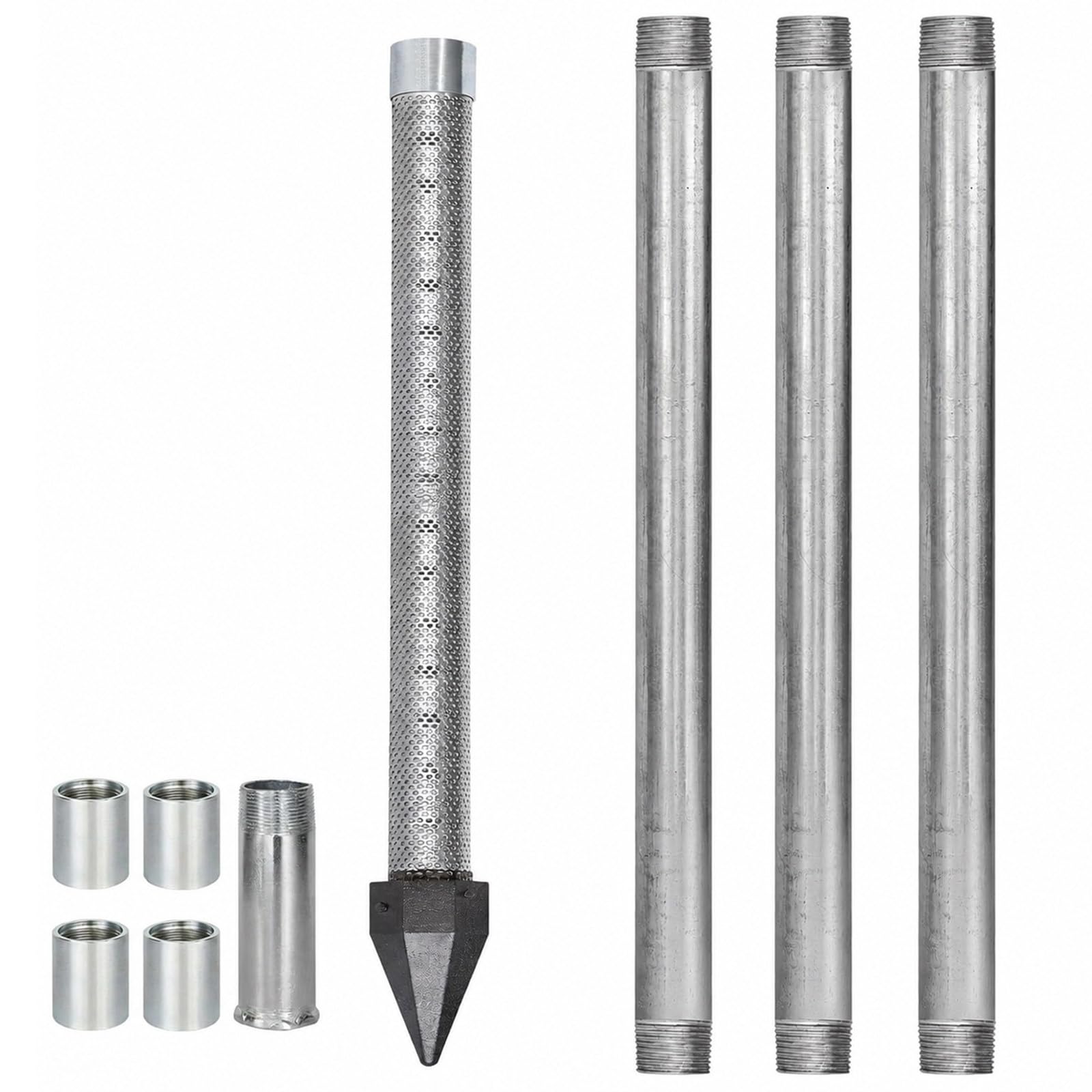 Wangyingxu Well Drive Point,1-1/4 Stainless Steel Drive Point Well Kit, Heavy Duty Shallow Well Drilling Kit for Drive Sand Point Well&Soft Soil Well, with 60 Gauze Mesh Screen to Clean Water 3+1kit