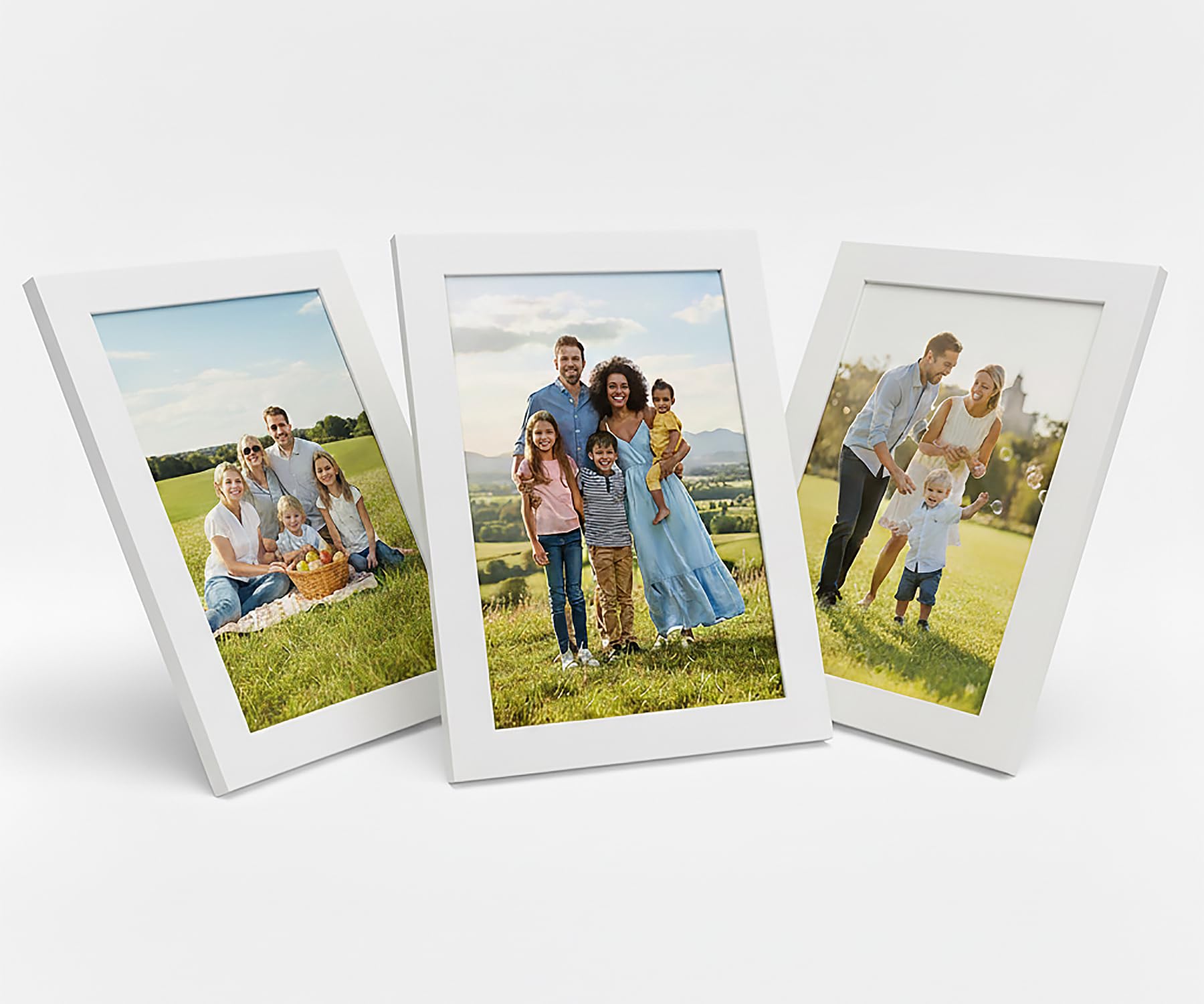WANSHA HOME A3 White (Pack 3) Picture Frames (42 x 29.7 cm) Flat Poster Frame - Clear Acrylic Poster Display with MDF Wooden - Portrait/Panoramic - Wall Mount Hooks