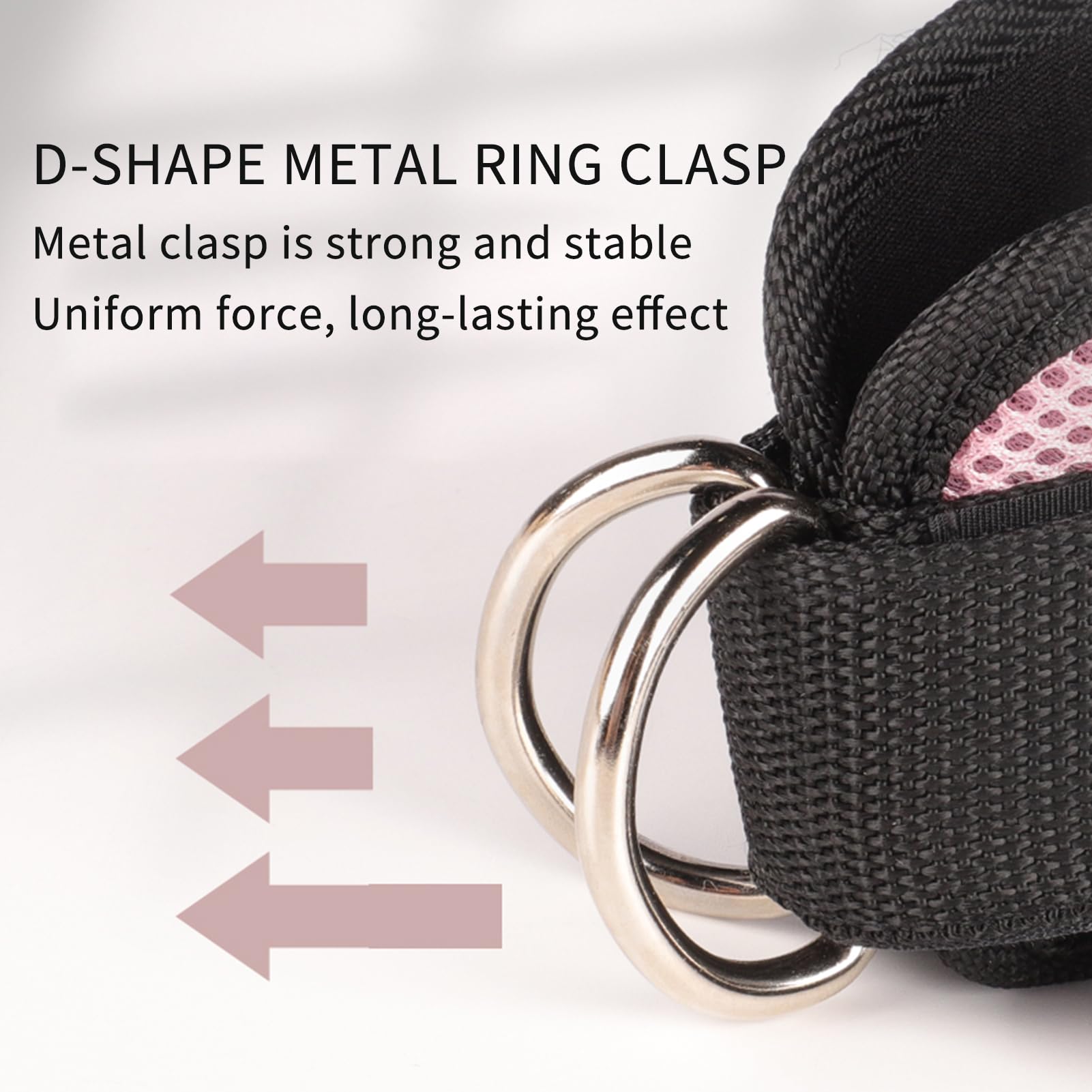 Veki 2 Piezas Tobilleras Poleas Gym con Acolchado, Ajustable Correas Tobillos de Velcro para Cable Maquinas, Correa de Tobillo Gimnasio para Entrenar Piernas y Glúteos para Hombres y Mujeres (Rosa)