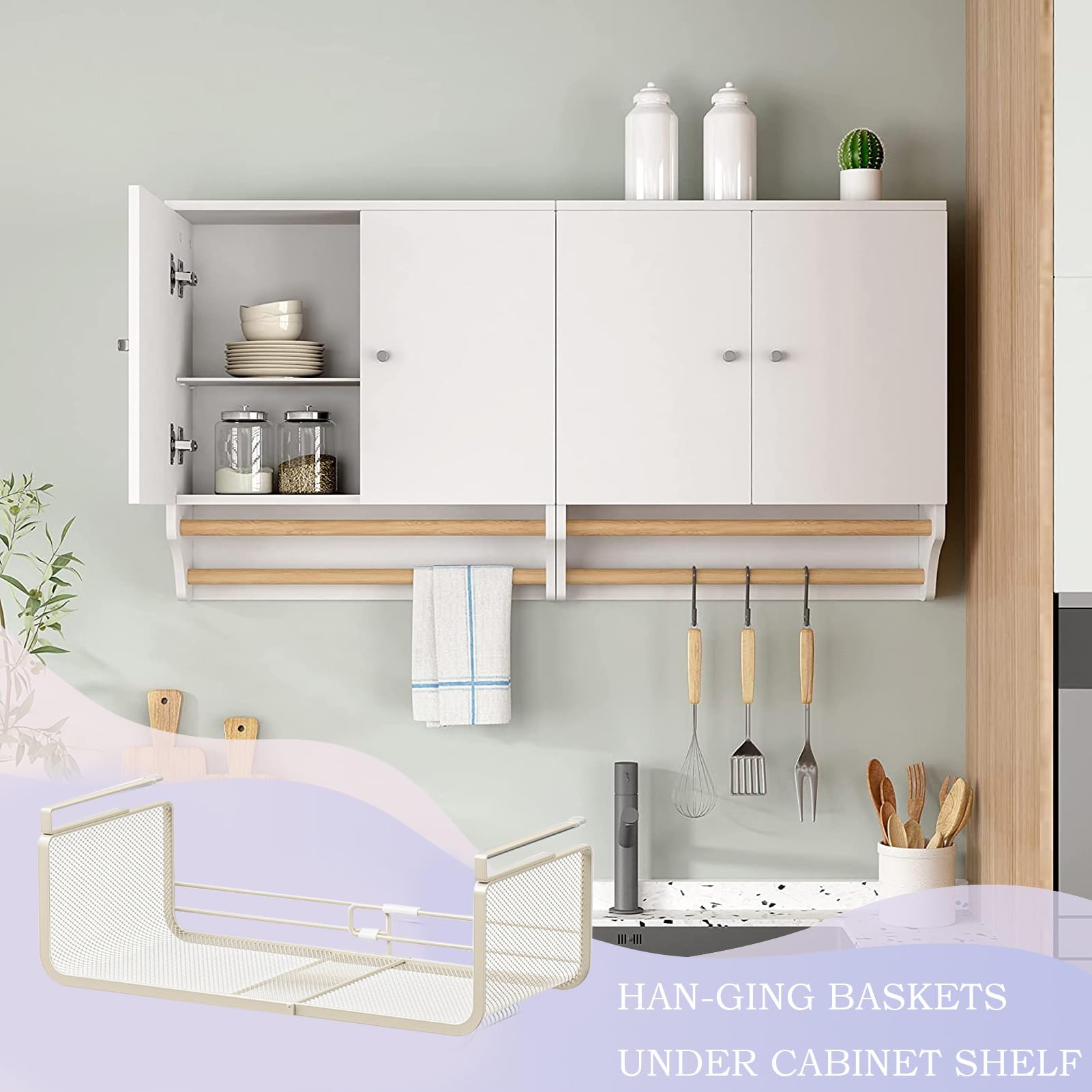 Unterregalkorb Ausziehbar, Multifunktional Und Aufhängbar | Ausziehbarer Unterregal-Organizer Organizer für Küche, Arbeitszimmer, Gewürze, Konserven, Geschirr, Backzubehör