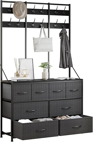 LUMTOK Cómoda de 8 cajones, cómoda para dormitorio, sala de estar, entrada, baúl de almacenamiento de tela para armarios (gris)