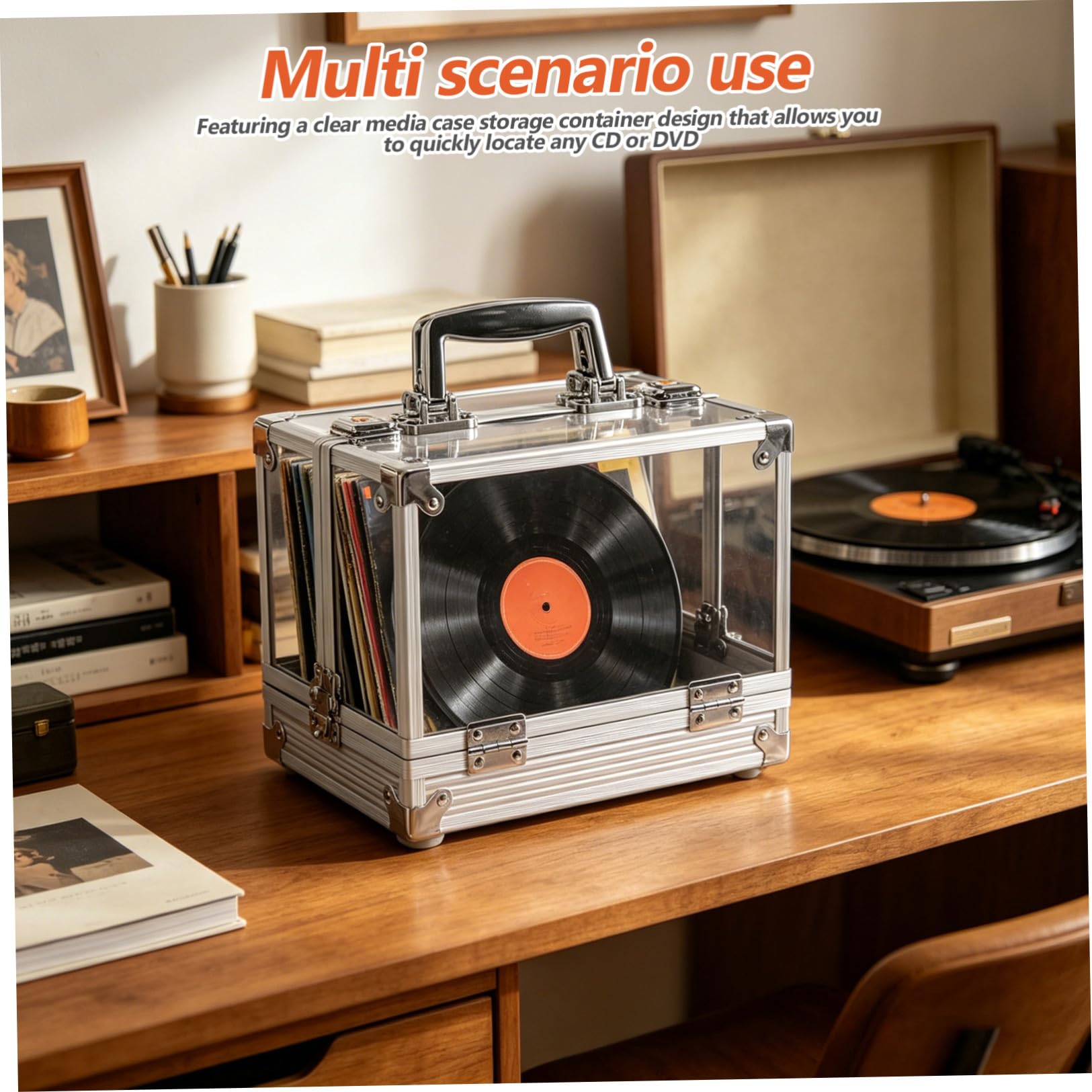 PRETYZOOM Scatola Porta Dischi in Vinile Trasparente per Casa Contenitore di Grande Capacità per CD Dvd e Album per Organizzare la Collezione Musicale