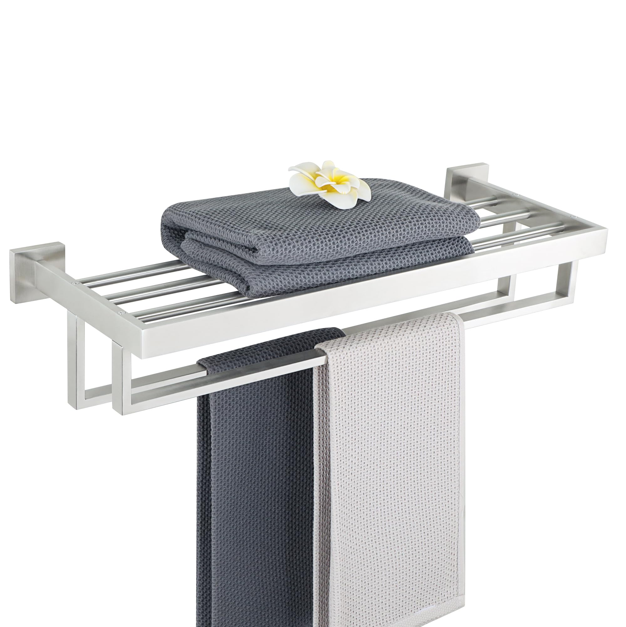 Alise Towel Rack with Double Towel Bars 24 Inch Towel Racks for Bathroom Wall Mounted,Bathroom Towel Holder Square Towel Hanger,SUS304 Stainless Steel