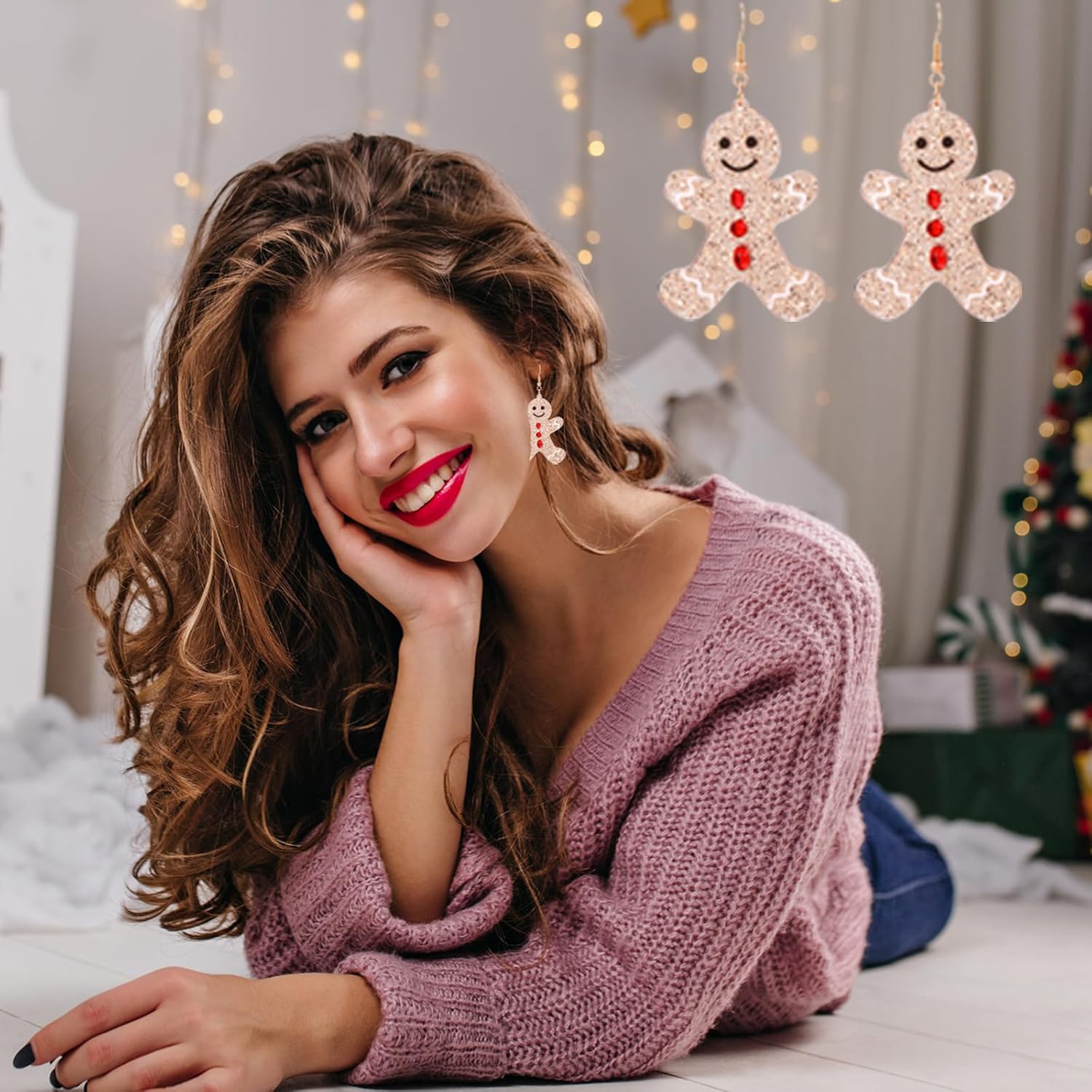 Gingerbread Earrings for Women Christmas Dangle Drop Earrings Holiday Earrings Christmas Jewelry Accessories - Image 3