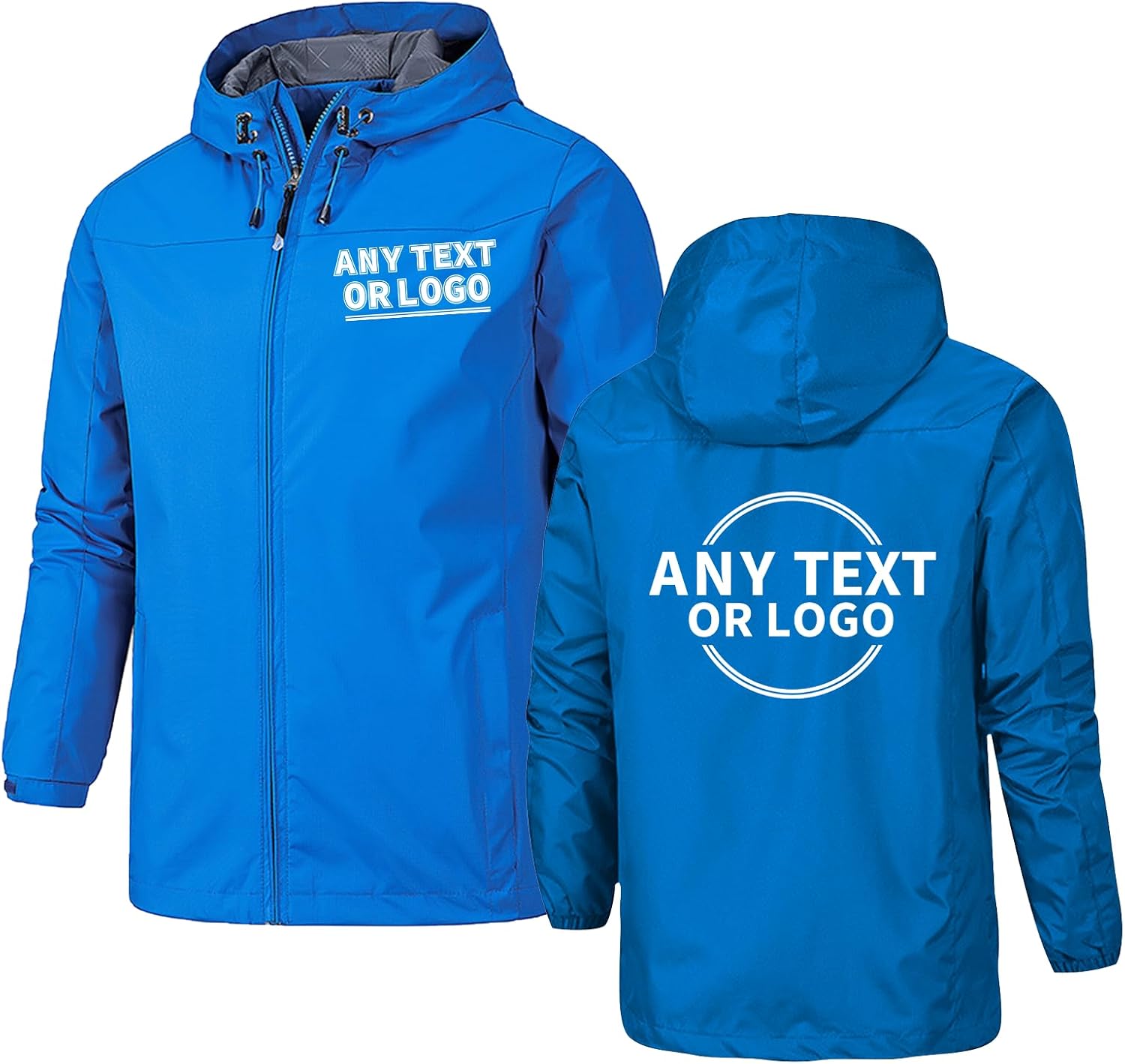 Custom Waterproof Jacket for Men Personalised Lightweight Windbreaker Windproof Rain Coat with Hood Outdoor Hiking Jacket