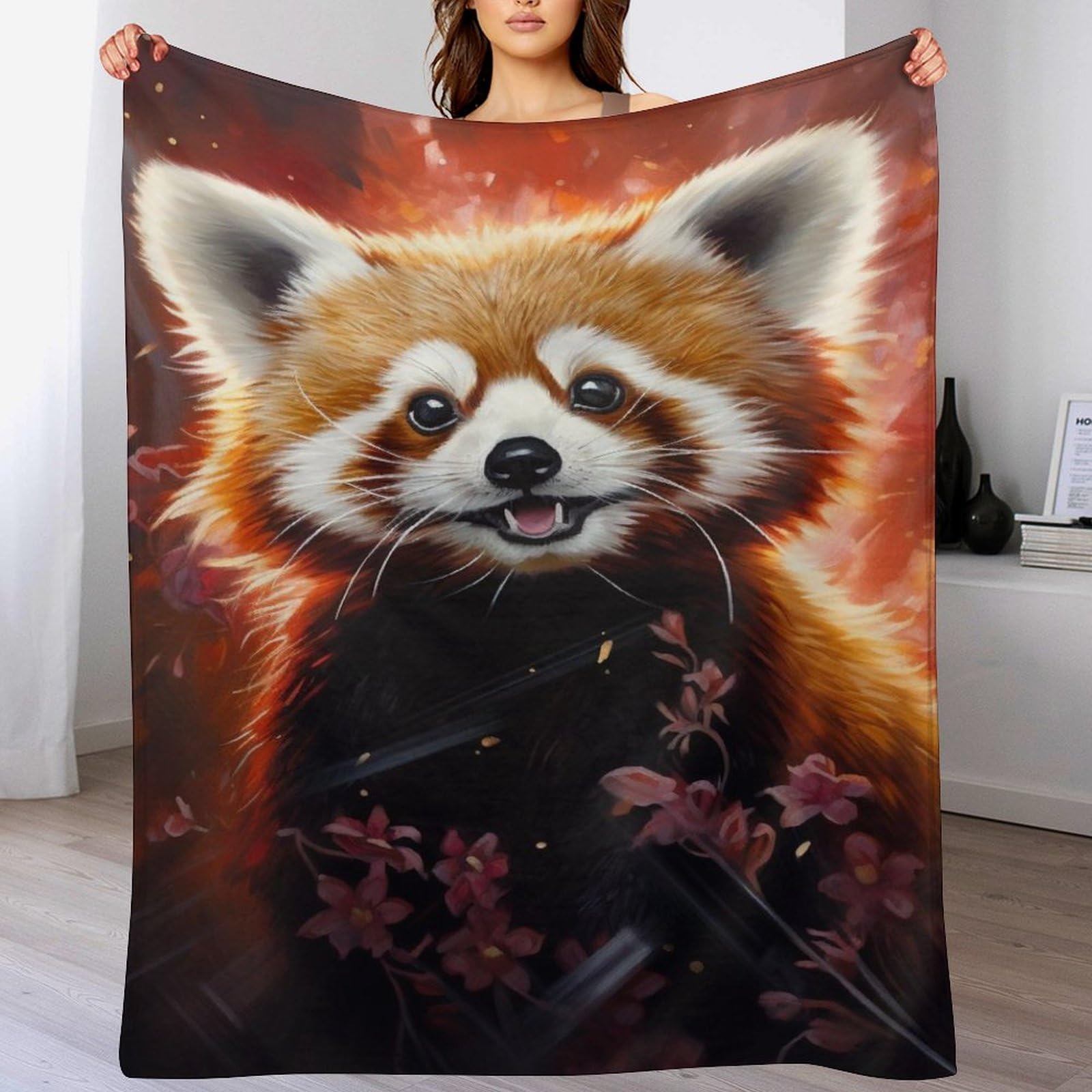 Manta panda para cama y sofá de franela suave 130 x 180 cm