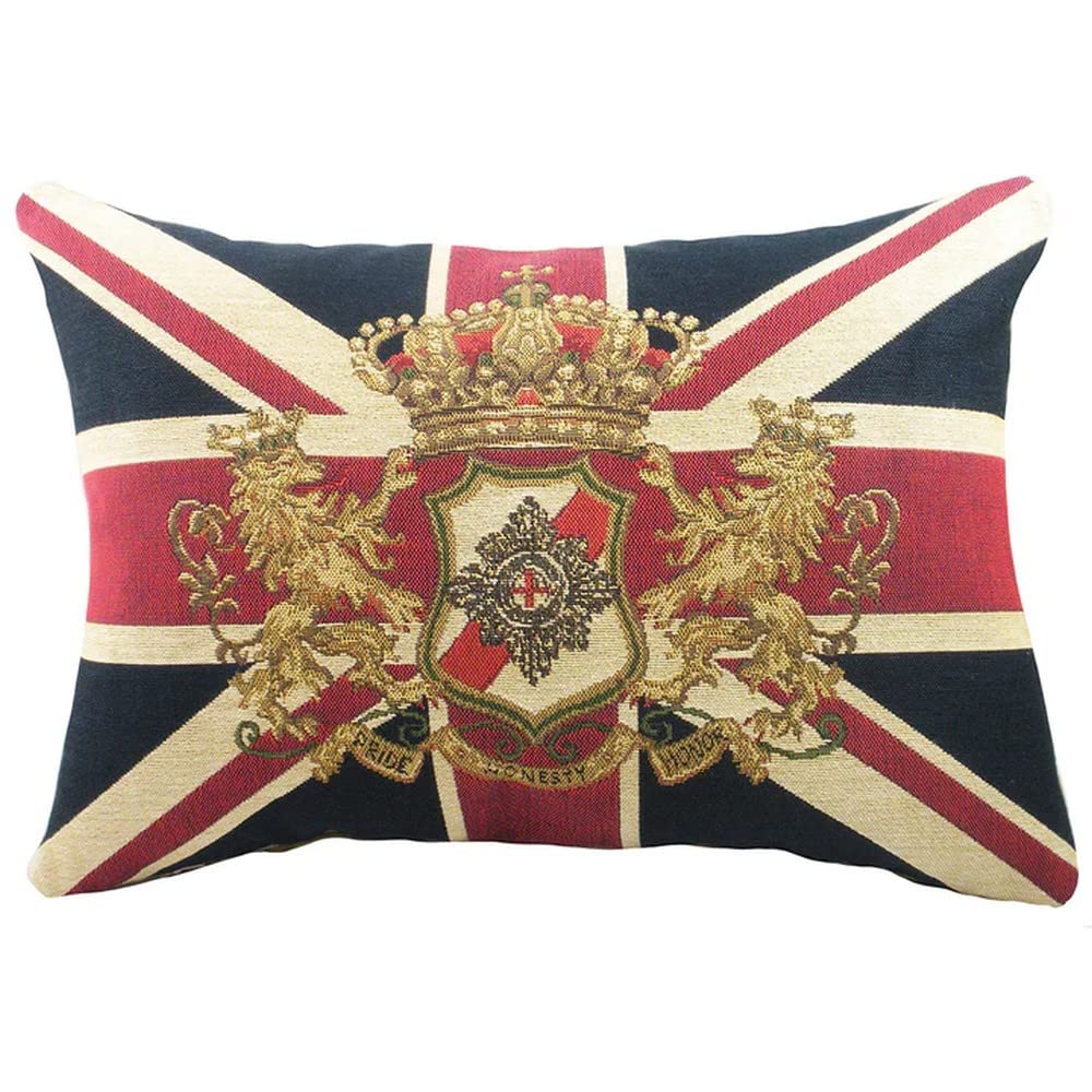 Evans Lichfield Union Jack Lion Cushion Cover, Cotton, Multicolour, 46 x 32cm, UJACKLI/3CC/MUL