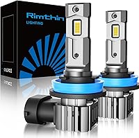 rimthin H11/H8/H9 Fog Light Bulbs - Cool White IP67 Waterproof LED Plug & Play, Wider Visibility Pack of 2