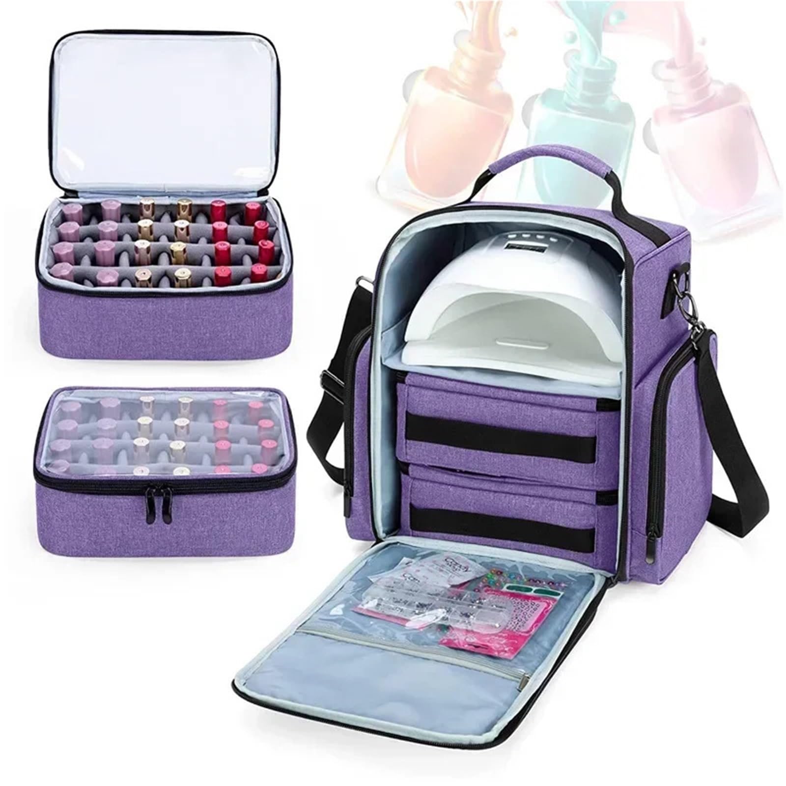 Organizador de esmaltes de uñas Bolsa De Almacenamiento De Esmalte De Uñas, 48 ​​botellas, Kit Portátil De Cuidado De La Piel, Bolsa De Aceite Esencial, Caja De Almacenamiento De Herramientas For El C