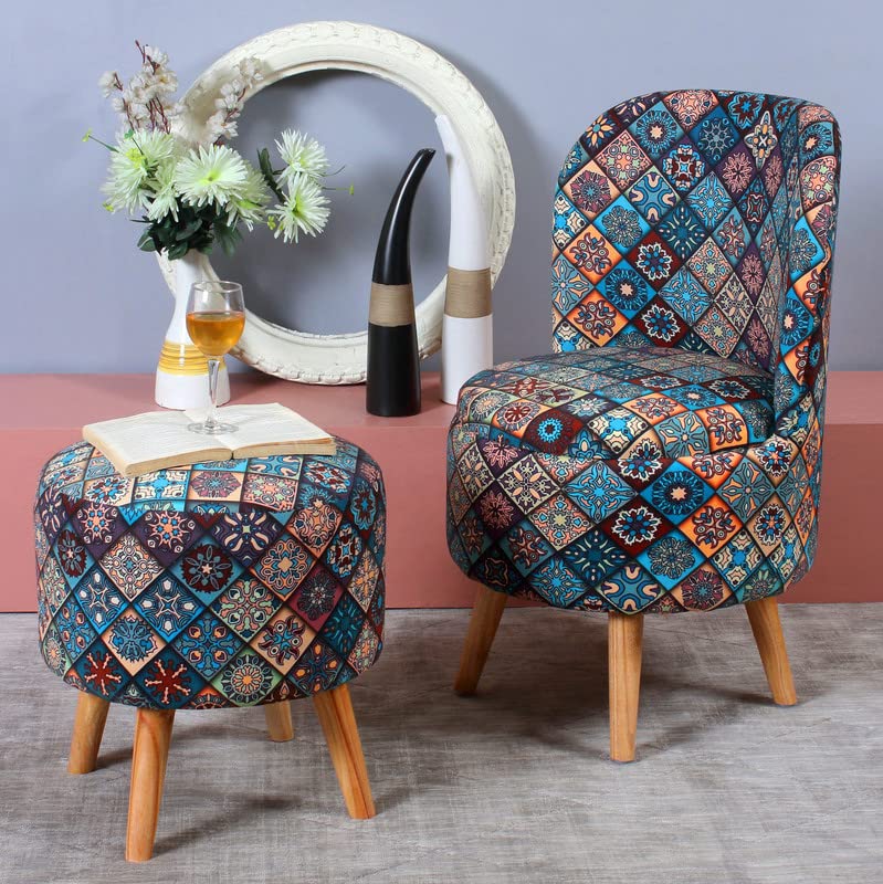 Smartkart Pouffes Sitting Stool for Living Room, Mudda Puffy Wooden Ottoman Stools, Pouffe Footstool, Pouf for Office Home Decoration & Dressing Table Sofa Chair, Combo 18x18x32 Inch, Jaipuri-image-26