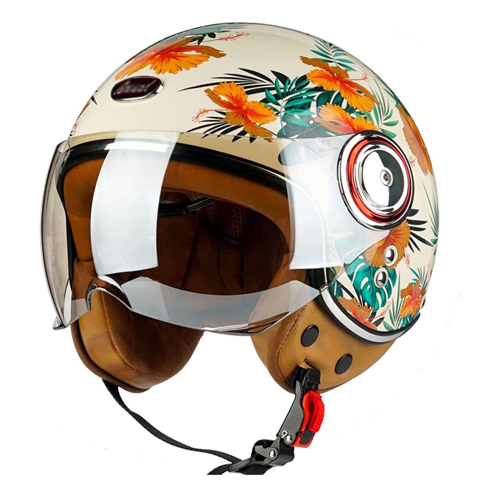 Kask motocyklowy w stylu vintage z zatwierdzoną przez ECEDOT otwartą twarzą, półkask motocyklowy w stylu vintage z osłoną przeciwsłoneczną dla dorosłych mężczyzn i kobiet