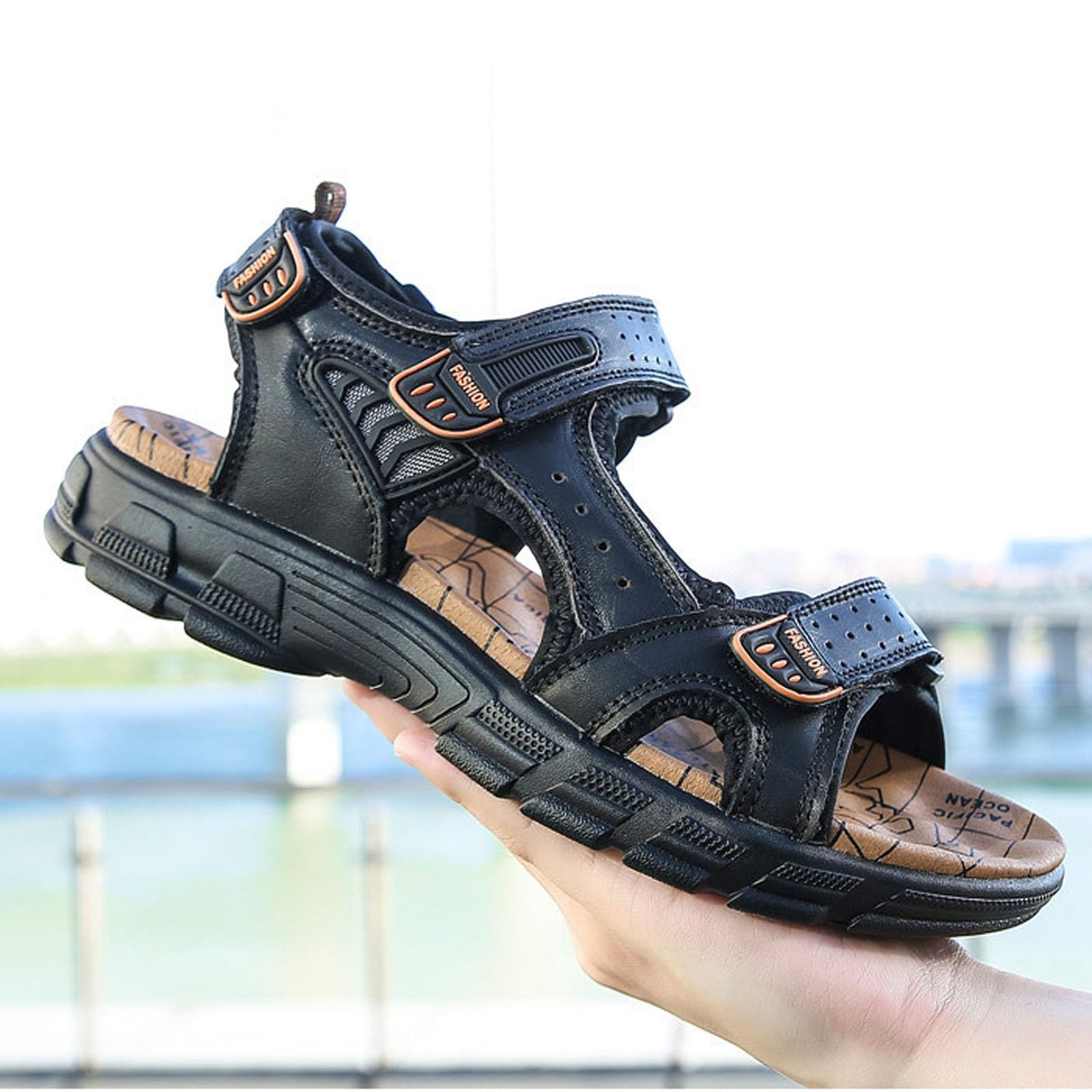 Sandalias Hombre Zapatillas de Senderismo Transpirable Peso Ligero Cuero Camper Deportivas Sandalias Al Aire Libre Pescador Playa Zapatos 38-46