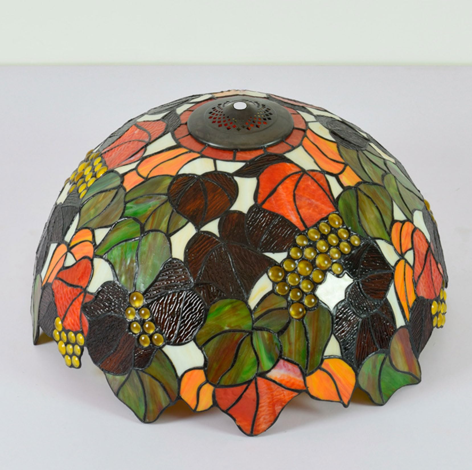 SaryEdge Tiffany Lamp Shade Replacement 20X10 Inch Stained Glass Dragonfly Rose Grape Baroque Style Lampshade Only with Cap fit for Table lamp Pendant Light Floor Lamp Ceiling Fixture,，Grape