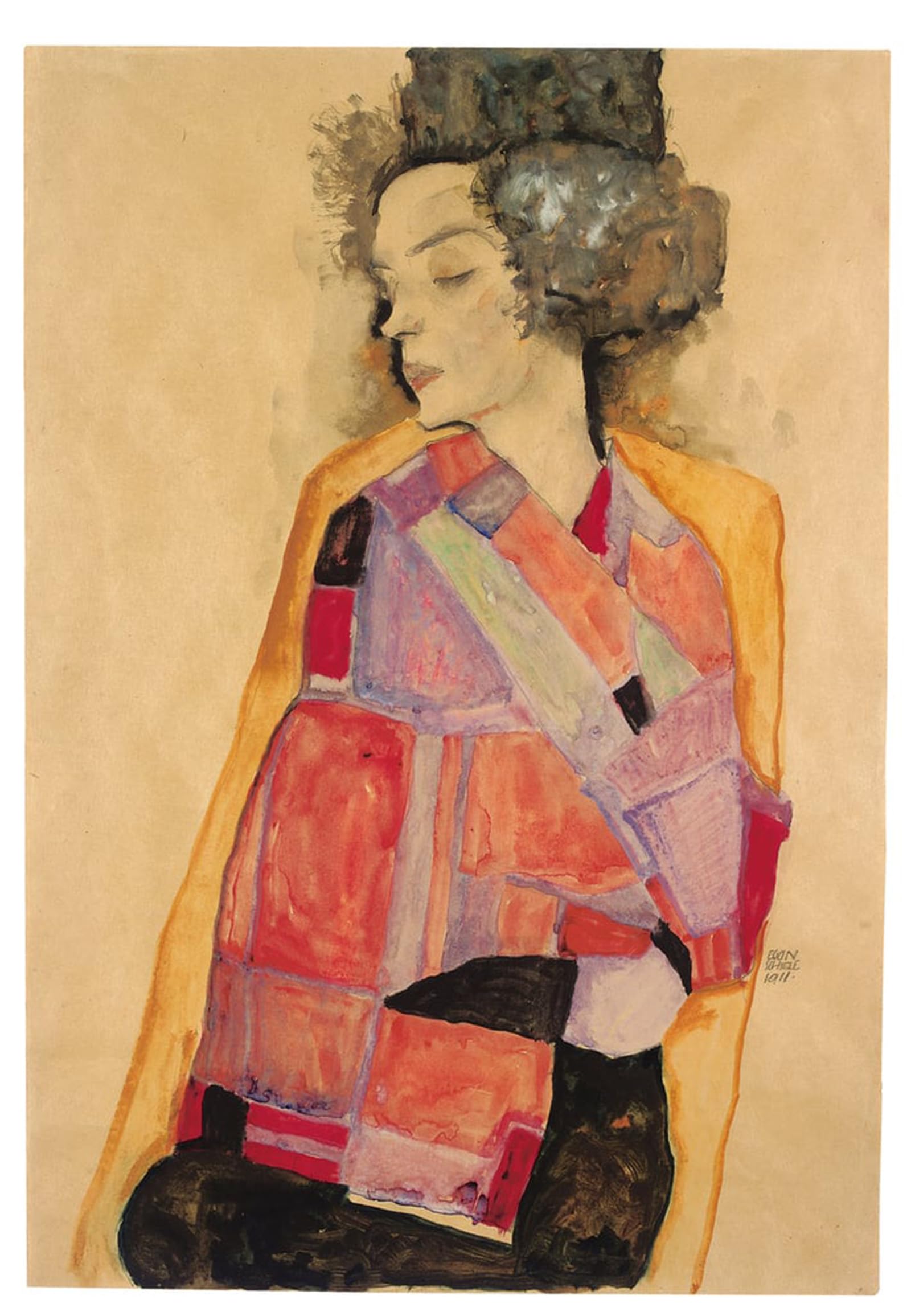 POSTERIIk Famous Animal Posters Vintage Picture Dreaming Woman by Egon Schiele Modern Wall Decor for Home Decor 60x90cm