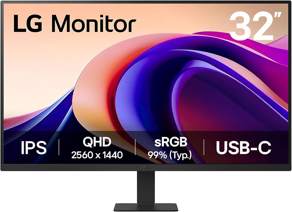 LG 32U631A-B 32-inch QHD (2560 x 1440) IPS Computer Monitor, 100Hz, 5ms, HDR10, Reader Mode, Flicker Safe, HDMI, USB Type-C 15W PD, Black : Electronics