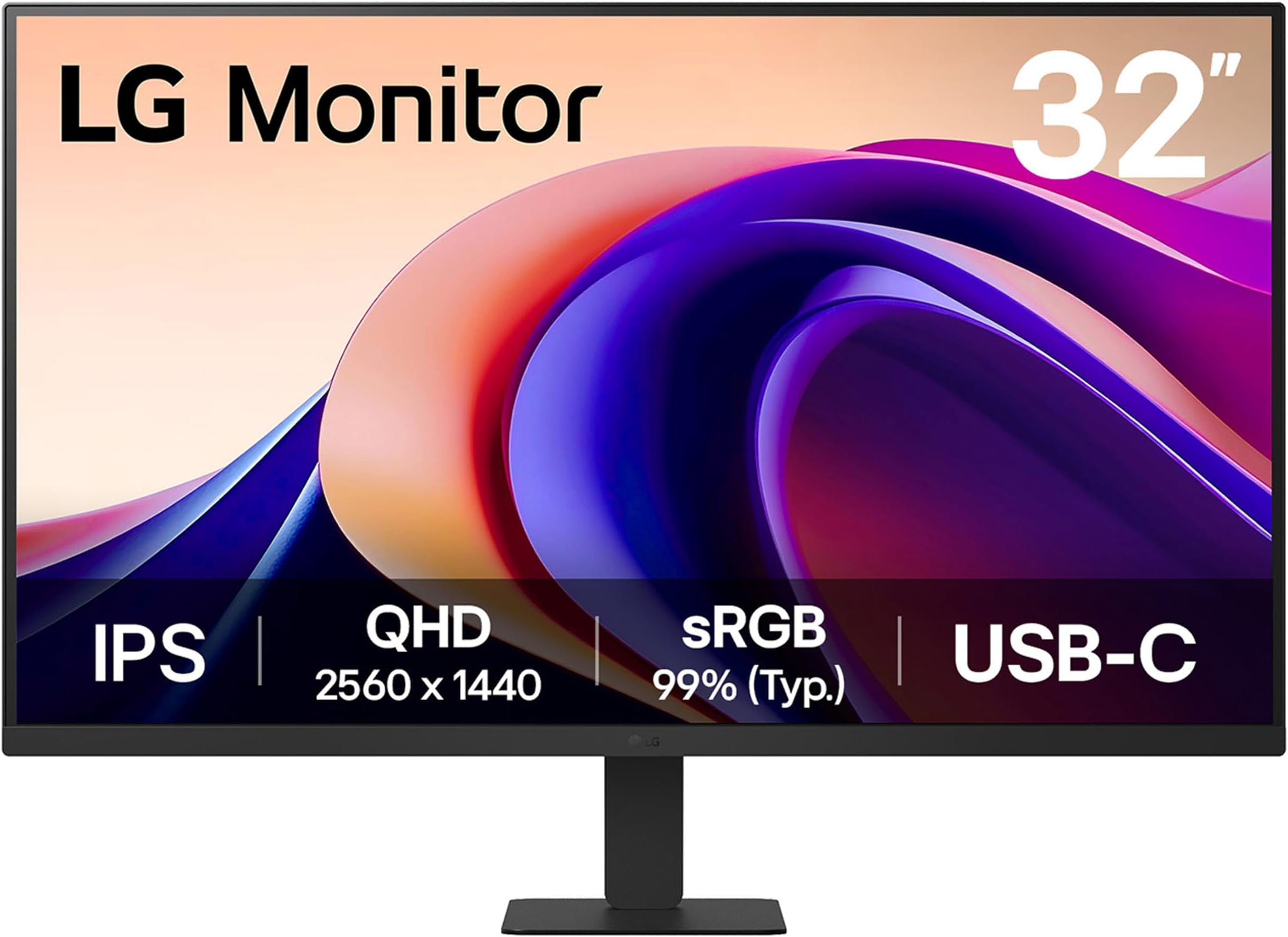 32U631A-B 32-inch QHD (2560 x 1440) IPS Computer Monitor, 100Hz, 5ms, HDR10, Reader Mode, Flicker Safe, HDMI, USB Type-C 15W PD, Black