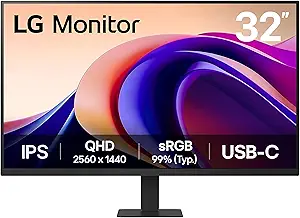 LG 32U631A-B 32-inch QHD IPS Computer Monitor with HDR10, 100Hz, USB Type-C, Black
