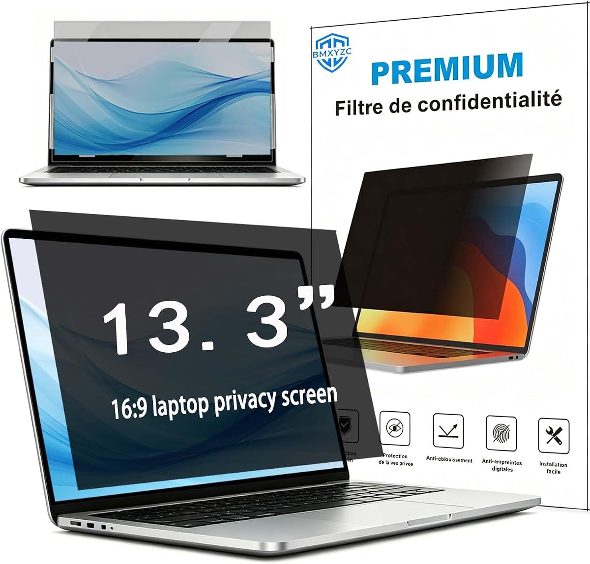 13.3 Inch 16:9 Laptop Privacy Screen Filter - 26° privacy screen | Privacy Shield and Anti-Glare Protector,26° privacy screen(Not Magnetic)