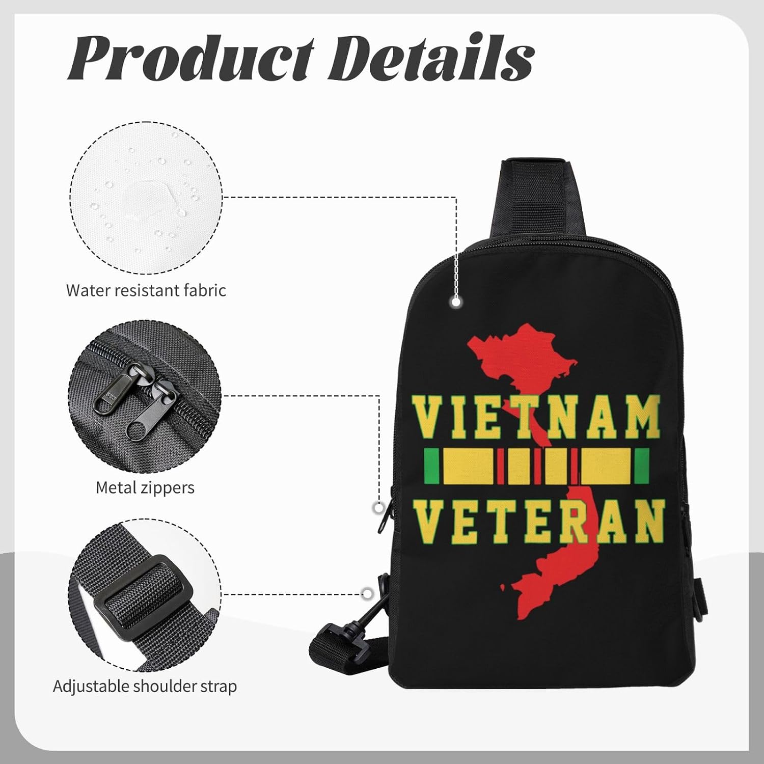 Vietnam Veteran Mini Crossbody Sling Backpack Shoulder Chest Bag Daypack for Hiking Traveling