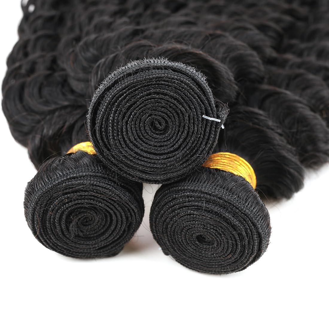 Human Hair Bundles Deep Wave Bundle Brazilian One Bundle 12inch 100% Unprocessed Virgin Deep Wave Quick Weave Raw Human Hair Bundles Deals Natural Black