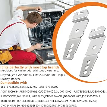 4 Pcs 8269145 Dishwasher Mounting Bracket with Screws,Universal Dishwasher Clips Compatible with Whirlpool Kenmore KitchenAid Maytag Dishwasher,Dishwasher Clips Replaces 8269145 WP8269145VP