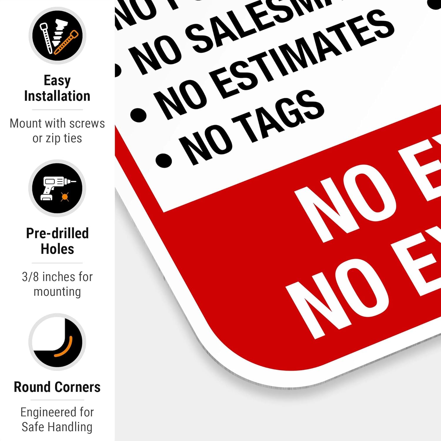 Absolutely No Soliciting Do Not Ring Bell Or Knock, No Exceptions Sign, 12x18 Inches, Rust Free .063 Aluminum, Fade Resistant, Made in USA