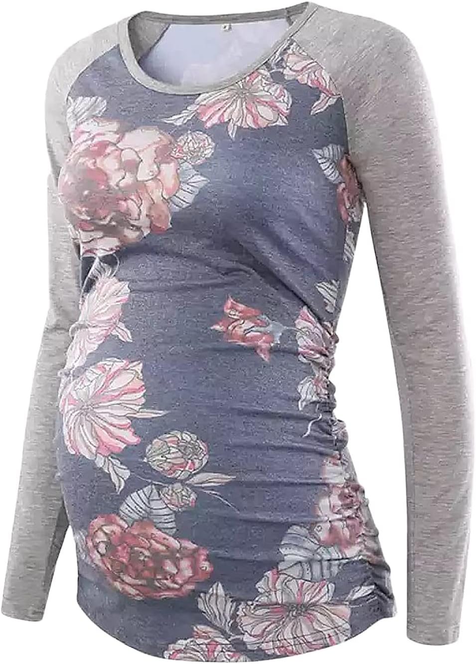 DGHM-JLMY Long Sleeve Printed Maternity Top Maternity Shirt Mock Neck Bodysuit Supersoft Standard-Fit Shirttail Hem Shirt