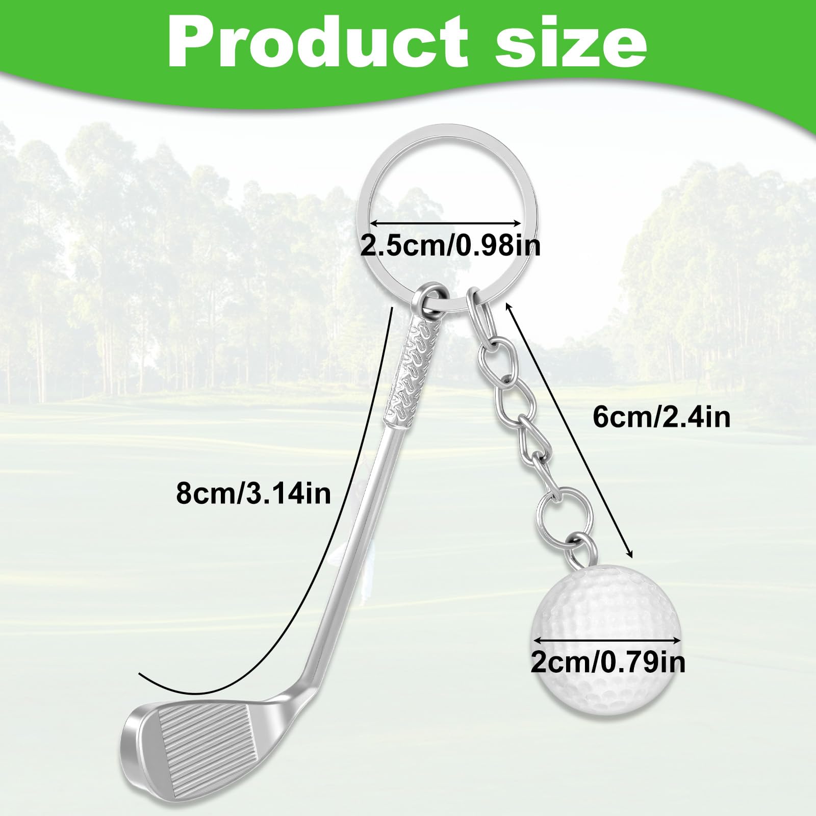 Llavero de golf, llavero de carrito de golf, llaveros de clubes, mini aleación de zinc, clubes, raquetas, decoraciones, regalo para papá, deportista, regalos de cumpleaños