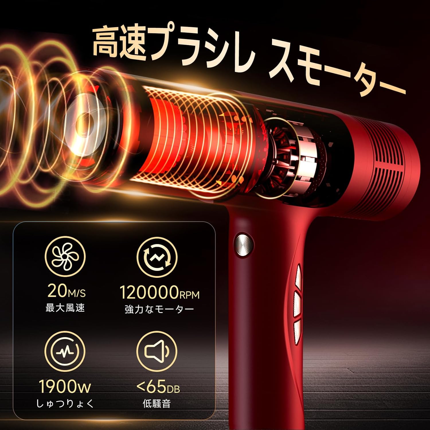 IOFVSSIドライヤー 速乾 大風量 ヘアドライヤー 高濃度マイナスイオン