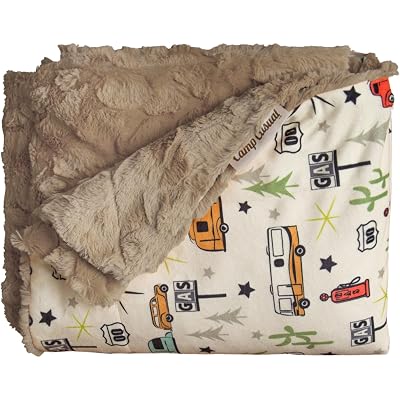 Throw Blanket for Camping - Plush Reversible Camping Blanket for Indoor & Outdoor Settings - Machine Washable Soft Blanket - 100% Polyester Cozy Blanket with Retro-Inspired Patterns, Camp Casual
