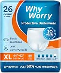 WhyWorry Incontinence Underwear for Women and Men, Disposable Adult Pull Ups with Maximum Absorbency, Adult Diaper Pants Overnight, Odor Control, Unisex, Large, 26 Count | Disposable Adult Pull Ups with Maximum Absorbency, Leakproof Adult Diaper Pant