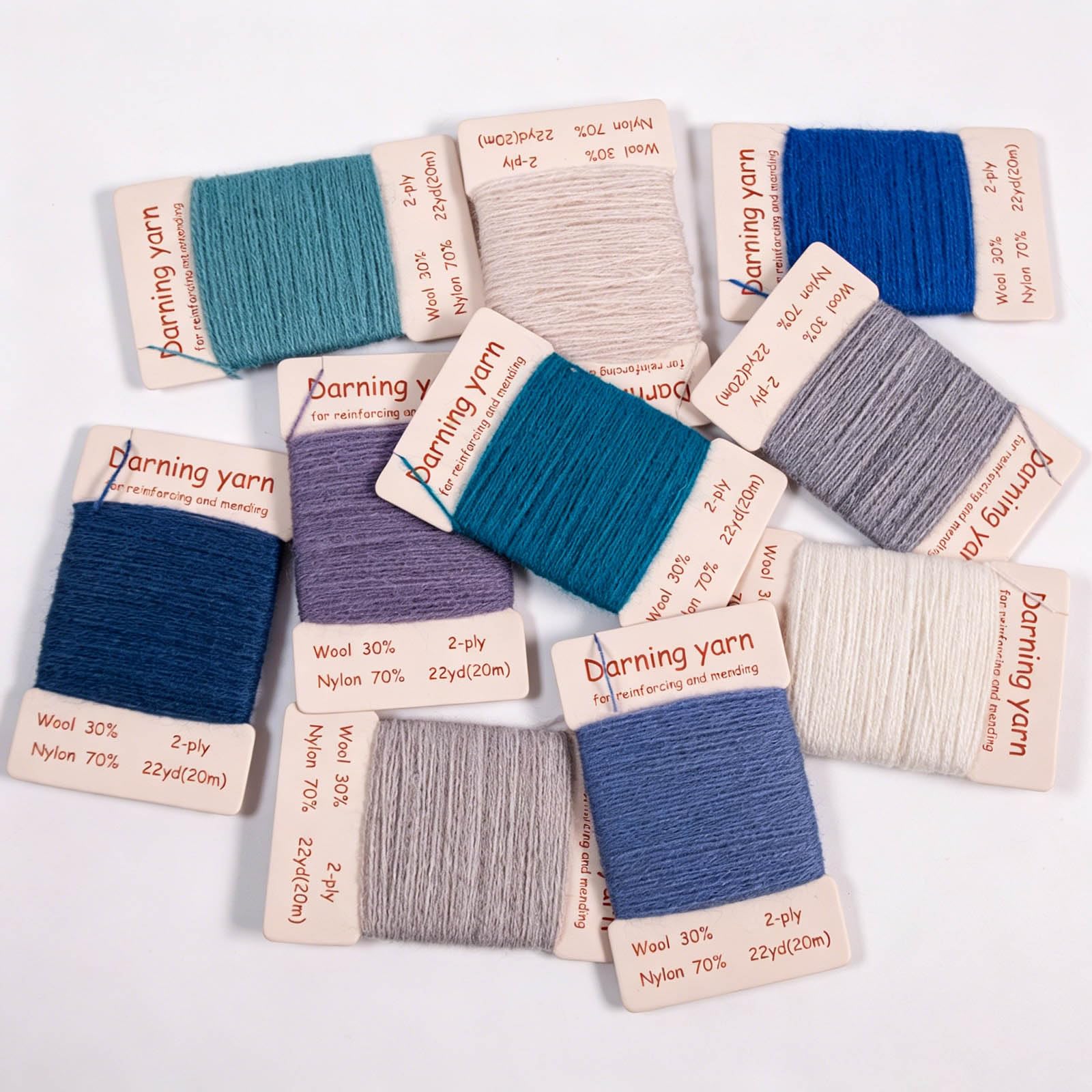 Stopfgarn Set aus Wolle in 48 Farben Ausbessern von Pullovern, Socken, Strickwaren und Patchwork Handwerksreparaturen Inklusive Nadel Wollkamm, Stopfkamm, Nähreparatur Ausrüstungsset