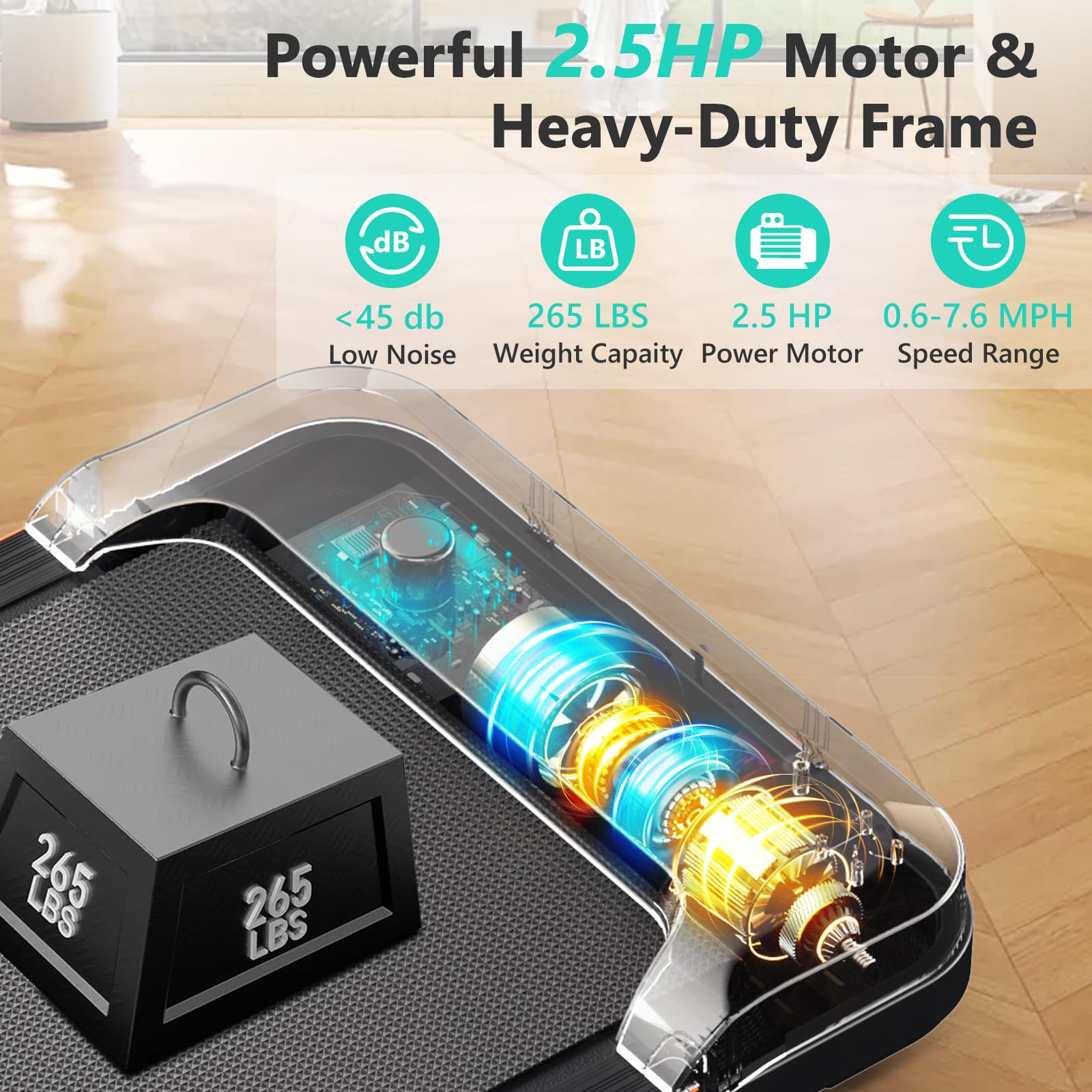Amazon | AIRHOT 4イン1 折りたたみ式トレッドミル - 2.5HP 
