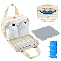 Vista 15 de Bolsa enfriadora de leche materna PIIOSER con paquete de hielo, compatible con sacaleches portátiles y accesorios - Estuche portátil para bombas